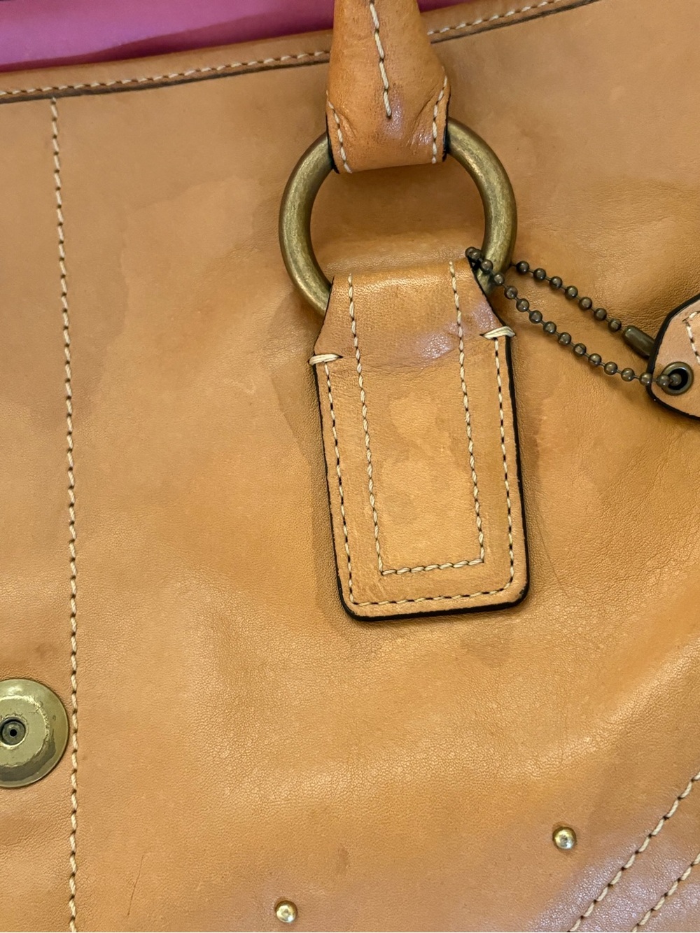 Vintage Coach Soho Flap Satchel Swarovski Crystals Vachetta british tan - Picture 7 of 9